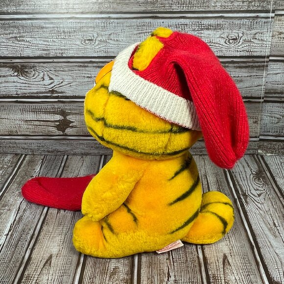 VINTAGE Garfield Christmas Plush Santa Hat 1981 Stuffed Animal Stuff It Stocking - Picture 8 of 11